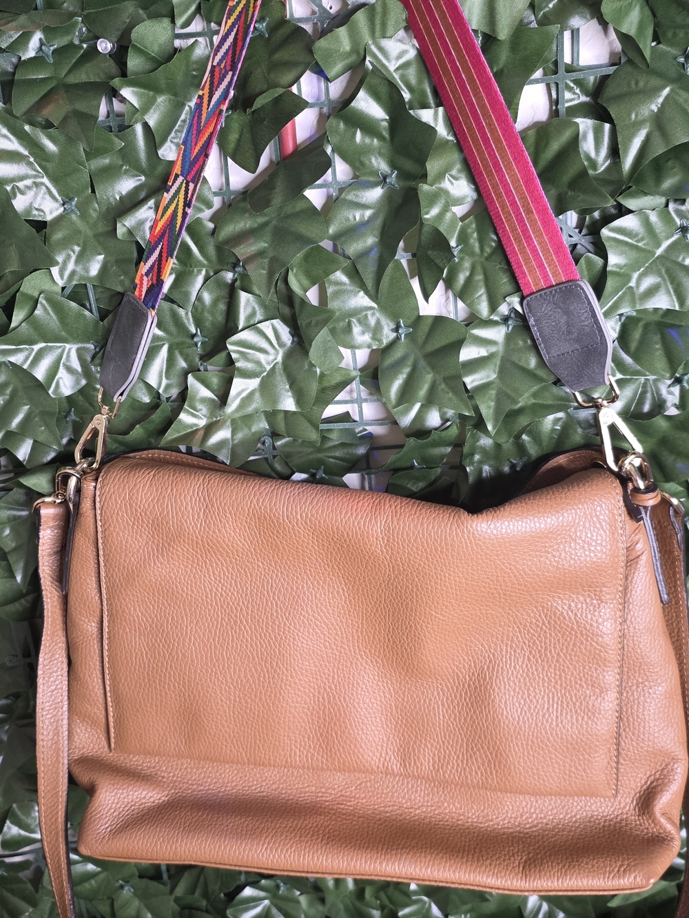 Alessandro Mari genuine pebbled leather crossbody shoulder bag